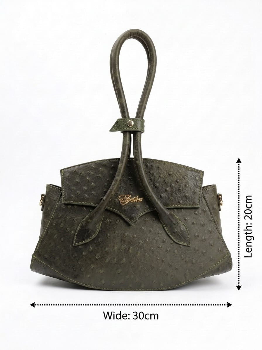 The Elythra in Olive — Ostrich-Embossed Leather