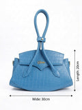 The Elythra in Sky Blue — Patent Croc-Embossed Leather